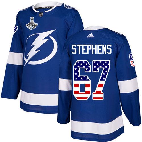 Adidas Tampa Bay Lightning Men #67 Mitchell Stephens Blue Home Authentic USA Flag 2020 Stanley Cup Champions Stitched NHL Jersey